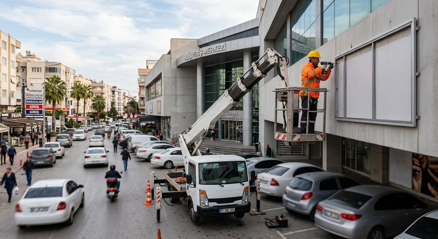 Alışveriş merkezi tabelası için platform erişimi