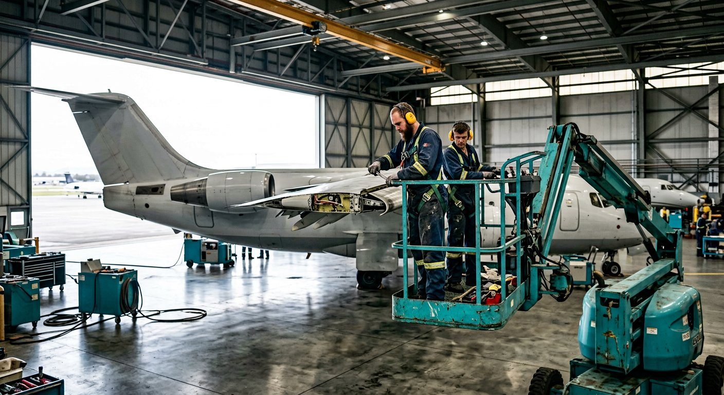 Hangar içinde bakım için platform erişimi